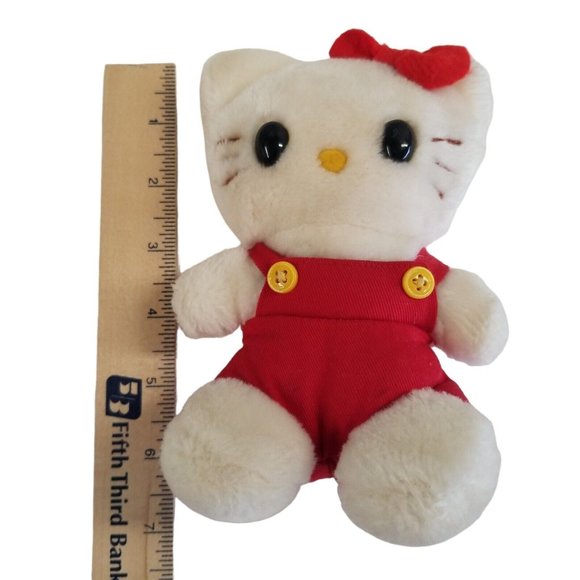 Vintage 1983 Hello Kitty Plush Red Overalls Child Guidance Sanrio CBS Toys 7" - Picture 11 of 13